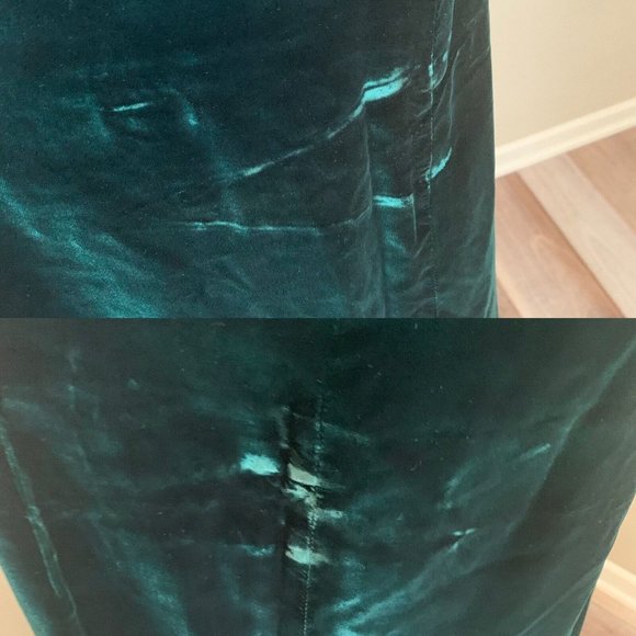 Vintage 60s 70s Green Velvet Halter Crochet Lace Bib Maxi Dress Gunne Goth - Picture 8 of 12